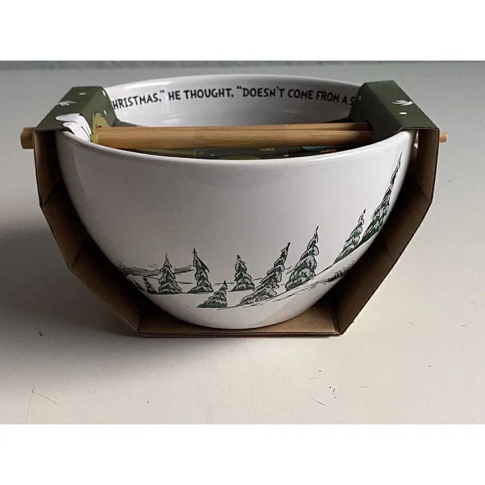 Dr Seuss The Grinch and Max Christmas RAMEN Noodle BOWL With Wood Chopsticks NEW - Picture 5 of 7